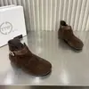 Botas de Moda de Cuero Mate Color Sólido Estilo Coreano para Mujer Primavera y Otoño Versátiles Cómodas de Suela Plana Botines Hebilla de Cuero Punta Redonda Botas Casuales