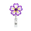 Carretel de crachá retrátil com glitter acrílico, areia movediça, fivela de fácil puxar, flor, clipe de jacaré giratório, fácil puxar, para Doutor, Enfermeiro