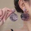 Pendientes Vintage Franceses Teñido Simi Verde Oscuro Estilo Hong Kong Exagerados Irregulares Pendientes Teñido Simi Femeninos Distintivos Nicho Clip de Oreja