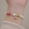 Pulsera de Perla de Agua Dulce Natural Estilo Fresco Cristal Fresa Amor Lujo Ligero Diseño de Alto Nivel Estilo ins Joyería Nicho