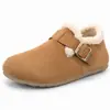 Botas de Algodón Retro Birkenstock con Forro Polar Invierno 2026 Calientes Engrosadas Suela Plana Zapatos de Piel con Hebilla Botas de Nieve para Exteriores Mujer