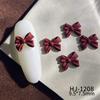 Nuevos accesorios de arte de uñas con pintura en aerosol de aleación, accesorios de arte de uñas de la suerte de Año Nuevo rojo de otoño e invierno, lazos huecos conjoined