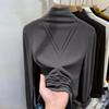 Camiseta Básica de Cuello Alto Color Café, Estilo Coreano Otoño e Invierno, Cuello Semi-Alto, Manga Larga, Corte Ajustado, Favorecedora, Ropa Interior Hot Girl, Camiseta, Cálida A7742
