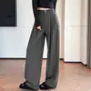 Traje Outono Inicial 2026 Calça de Perna Larga Feminina Nova Reta Comprimento Total Casual Petite Estreita Cintura Alta Calça de Traje com Caimento