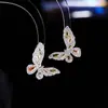 Diseño de Nicho Pendientes y Collares de Mariposa Ultra-Féericos y Elegantes para Mujer, Moda de Circón Microincrustado Cadena de Clavícula de Lujo Ligero Joyería al por Mayor