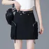 Falda corta de trabajo estilo americano con bolsillo grande para mujer, fina de verano, nuevo modelo 2026, falda de línea A que estiliza con un diseño elegante, minifalda ajustada a la cadera