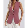Cardigan de Color Sólido con Botón Único, Chaqueta sin Mangas de Cuello Redondo para Mujer, Nueva Colección Europea y Americana Transfronteriza Amazon Primavera y Otoño 2024