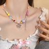 Collar Dopamina Colorido para Mujer Cadena Clavícula con Borla de Cuentas Color Caramelo Joyería Nicho de Lujo Ligero Cadena para Cuello Dulce Cool Spice