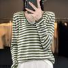 Suéter de Punto Cálido de Lana Fina Transfronteriza 2025 Otoño e Invierno Nuevo para Mujer, Cuello en V, Bloques de Color, Falso Dos Piezas, Jersey de Manga Larga