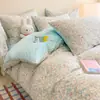 Conjunto de Cuatro Piezas de Algodón Floral Pequeño Grueso Cálido con Forro Polar Lado A Algodón Puro Lado B Polar de Leche 1.8m Arroz Coral Polar de Leche