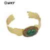 WT-B628 Estilo Europeo Retro Estilo de Corte Piedra Preciosa Pedrería Ajustable Latón Pulsera Cara Accesorios para Hombres y Mujeres