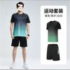 Traje deportivo casual de malla para hombre de verano 2025, para jóvenes, para correr al aire libre, camiseta de manga corta, shorts, conjunto de dos piezas