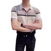 Camisa Polo Casual de Manga Curta com Cores da Moda Masculina de Verão Fina Sensação de Alto Padrão Filhotes Bonitos Gola Lapela Cardigan de Tricô Camiseta