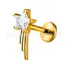 Brincos de Titânio F136 Estrela de Cinco Pontas Zircônia Meteoro Piercing Labial Corpo de Liga de Titânio G23 Joias para Piercing Orelha Cartilagem Studs Piercing de Nariz