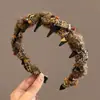 Diadema con Peine Envuelto de Peluche Vintage, Elegante Diadema Esponjosa de Parte Alta para Mujer, Pinza Antideslizante para Lavarse la Cara, Accesorio para el Cabello