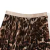 Falda plisada con estampado de leopardo retro, estilo nuevo Primavera 2026, de cintura alta, adelgazante, moderna, de longitud media para mujer D9908
