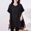 Foto Real de la Nueva Moda de Verano 2026 Camiseta Elegante Simple de Corte Holgado para Mujeres de Tallas Grandes, Top Elegante y Adelgazante para Tallas Grandes