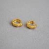 Pendientes de estilo coreano con hebilla pequeña, de latón chapado en oro, con cara brillante, estilo bambú, sencillos, combinables, exquisitos y a la moda para mujer