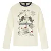 Subcultura Vintage Graffiti Manga Larga Capa Base Alas Negras Retrato de Ángel Estrellas Multicolor Inglés Escrito a Mano Camiseta Larga