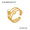 Anillo de 18K para Mujer Diseño de Nicho Ins Anillo de Unión Geométrica Anillo de Acero de Titanio Anillo de Línea de Hoja Hueca Joyería