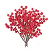 Bayas Artificiales para Decoración del Hogar, Frutas de Acebo Rojo de Espuma Navideñas, Flores de Año Nuevo Multirramo, Decoraciones Navideñas
