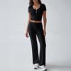 Di Yun 2026 Primavera/Verano Moda Femenina Transfronteriza Europea y Americana Estilo Casual Deportivo Y2K Conjunto de Dos Piezas Camiseta de Cuello en U y Pantalones Largos de Punto