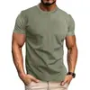 Camiseta Jacquard para Hombre Transfronteriza Amazon Estilo Nuevo Europeo y Americano Verano Color Sólido Corte Ajustado Waffle Cuello Redondo Manga Corta