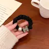 Nova Tiara de Pedras e Pérolas Dongdaemun Elegante Tiara com Letra Elástico de Alta Elasticidade Acessório de Cabelo para Rabo de Cavalo Feminino