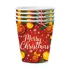 Campana Navideña Tema Copo de Nieve Vajilla Decoración Ambiente de Fiesta Vaso de Papel Servilleta Cuchillo Tenedor Cuchara Plato Desechable de Papel