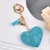 Nuevo Estilo Chanel Corazón de Melocotón Pedrería Cuero Llavero Borla Colgante Llavero Corea del Sur Franela Diamante Llavero