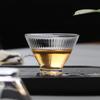 Taza de té de vidrio al por mayor patrón de ojo de martillo sombrero de bambú taza de té pequeña engrosada resistente al calor cuenco de té simple oficina hogar juego de té