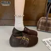 Sapatos femininos estilo Birkenstock, em couro genuíno, com sola grossa, que aumentam a altura, de bico dividido, nova coleção outono 2026, sapatilhas Mary Jane e mocassins versáteis
