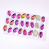 Boutique K9 Cosido a Mano Diamante Blanco Ab Coloridos Zapatos Planos Fondo de Cristal Doble Agujero Forma de Gota de Agua Diamante Ropa DIY Joyería Accesorios de Boda
