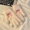 Luvas de Tela Sensível ao Toque para Manter Meninas Aquecidas, Luvas Quentes com Laço, Luvas de Ciclismo, Luvas de Pelúcia para Outono e Inverno com Dedos