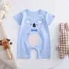 Ropa nueva para bebé para gatear, Todo algodón, Estilo nuevo de verano, Versión coreana, Mameluco delgado de manga corta para niños y niñas, Mameluco para niños