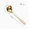 Colher de Sopa Atacado Aço Inoxidável 304 para Uso Doméstico, Colher Dourada para Hot Pot, Colher para Mingau Aprofundada e Espessada, Colher de Sopa Grande para Servir e Tomar Sopa