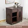 Gabinete de té móvil mesa de té pequeña mesa de bar de té gabinete lateral estante de almacenamiento cubo inferior de madera maciza gabinete de té integrado con tetera