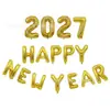 Decorações para Festa de Natal e Véspera de Ano Novo 2027 Transfronteiriças Conjunto Feliz Ano Novo Balões de Folha de Alumínio Feliz Ano Novo