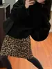 Saia Justa de Cintura Alta Afinando com Estampa de Leopardo, Moda Retro Inverno 2026 Saia Curta, Saia Evasê Nova Única, Versátil