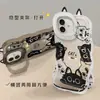 Cordón de orejas de gato negro adecuado para funda de teléfono Apple 16 Pro Max, iPhone 17 silicona, 15 lindo, 14 doble soporte