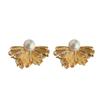 Pendientes de perlas con flores plisadas de aguja plateada de estilo francés, sencillos y elegantes, combinables con todo, ligeros y lujosos, de alta gama para mujer.