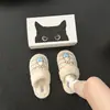 Zapatillas de felpa de algodón con rayas de conejito de dibujos animados lindas para otoño e invierno 2026 para mujer, cálidas y antideslizantes, adecuadas para usar en casa y al aire libre
