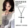 Colar Cruz Estilo Dark Retrô Feminino Corrente de Clavícula Estilo Doce Cool Sexy Pingente de Diamante Novo Verão 2025