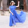 Vestido de Tencel de Verano para Vacaciones en la Costa, Adelgazante, Moderno y Elegante, de Color Sólido, Manga Corta, Largo para la Playa