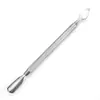 Suministro transfronterizo de acero inoxidable acero grande empujador de cutícula doble cabeza empujador de cutícula herramienta de metal plateado para arte de uñas