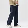 Jeans de pierna ancha azul oscuro para hombre, pantalones de otoño de corte recto holgado, pantalones largos casuales para hombre, nuevo modelo 2026