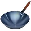 Olla azul de hierro fundido para asar olla redonda antigua olla hecha a mano olla para estufa de gas olla abierta olla de hierro cocinada wok forjado wok antiadherente