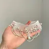 Colar de Renda Pérola Delicada Francês Gargantilha Feminina Luxo Leve Toque de Alto Padrão Corrente para Clavícula Nicho Retrô Versátil Corrente para Pescoço