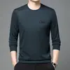 Nova Moda Masculina Primavera 2024 Moletom Gola Redonda Camiseta Manga Longa de Marca Tendência Camisa Básica Casual Masculina Atacado