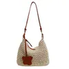 Bolsa de Ombro/Transversal Grande de Palha Tecida Casual para Mulheres 2026 Novo Estilo Elegante Artístico Estilo Preguiçoso